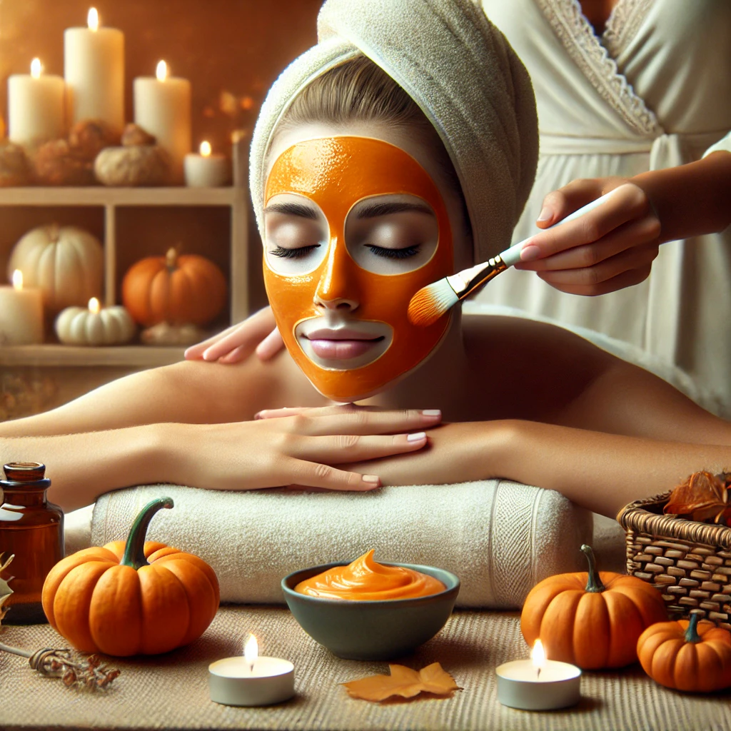 Pumpkin Enzyme Peel treatment in a serene spa setting