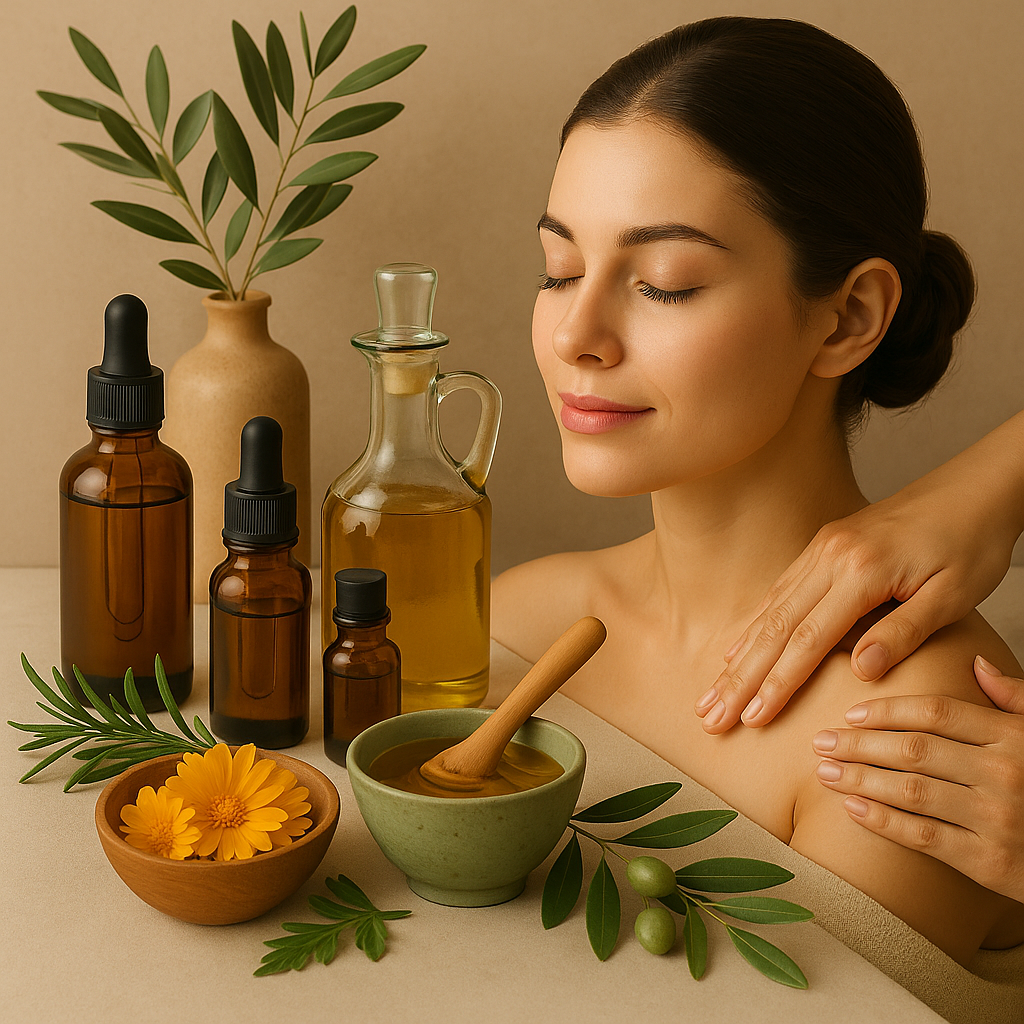 Scalp and Body Massage Oils Inspired by Mediterranean Botanicals
